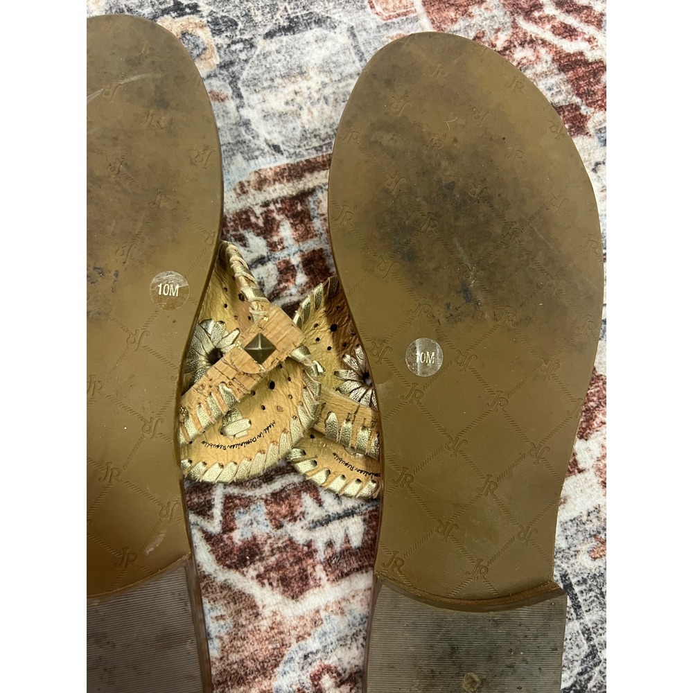 Jack Rogers Cork Thong Sandals‎ Gold Flower Embellishments Size 10M - Picture 2 of 2